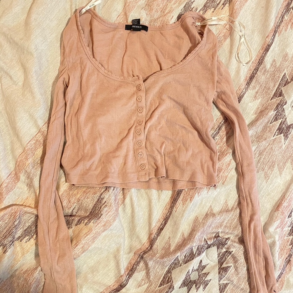 Peach long sleeve crop top